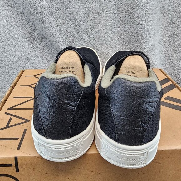 YY Nation Shoes Mens Size 10 Nimbo Bamboo Black Bamboo Slip On Sneakers *NWT* - Picture 8 of 14
